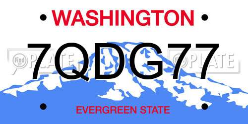 7QDG77 Washington License Plate