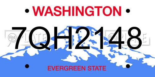 7QH2148 Washington License Plate