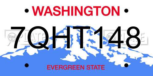 7QHT148 Washington License Plate