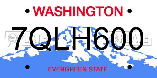 7QLH600 Washington License Plate