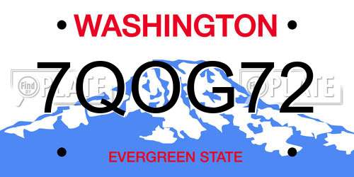 7QOG72 Washington License Plate