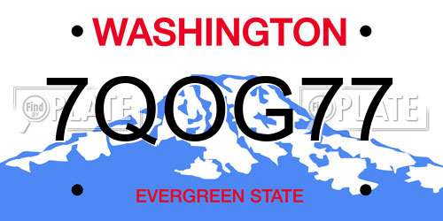 7QOG77 Washington License Plate