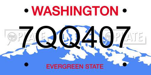 7QQ407 Washington License Plate