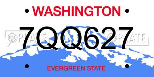 7QQ627 Washington License Plate
