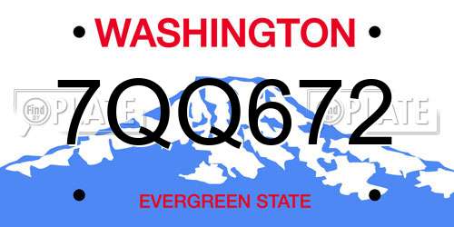 7QQ672 Washington License Plate