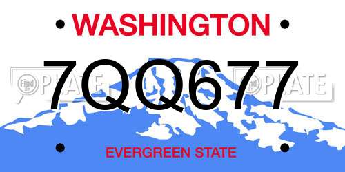 7QQ677 Washington License Plate
