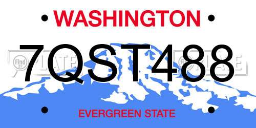 7QST488 Washington License Plate