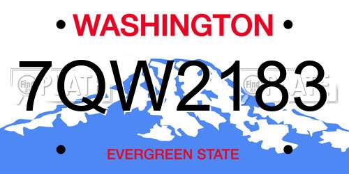7QW2183 Washington License Plate