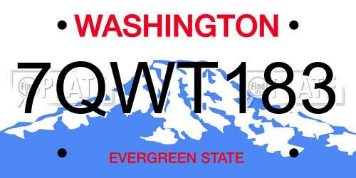 7QWT183 Washington License Plate