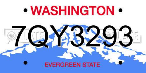 7QY3293 Washington License Plate
