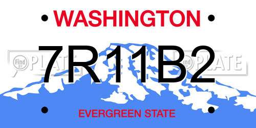 7R11B2 Washington License Plate