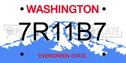 7R11B7 Washington License Plate