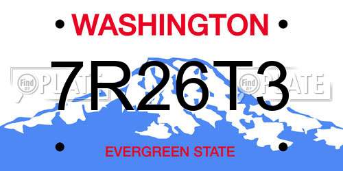7R26T3 Washington License Plate