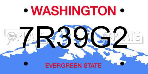 7R39G2 Washington License Plate