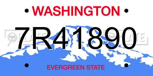 7R41890 Washington License Plate