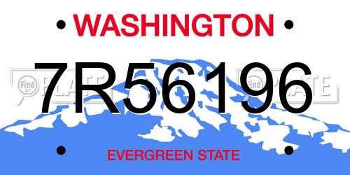 7R56196 Washington License Plate