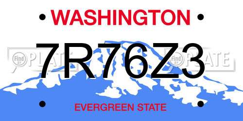 7R76Z3 Washington License Plate