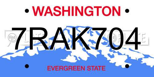 7RAK704 Washington License Plate