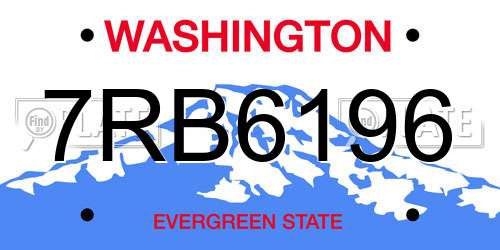 7RB6196 Washington License Plate
