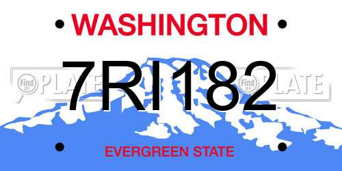 7RI182 Washington License Plate