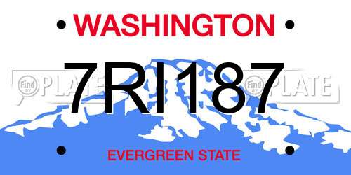 7RI187 Washington License Plate