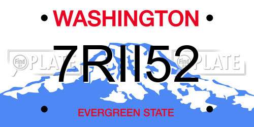 7RII52 Washington License Plate