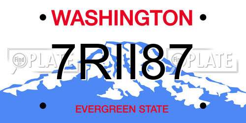 7RII87 Washington License Plate