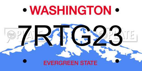 7RTG23 Washington License Plate