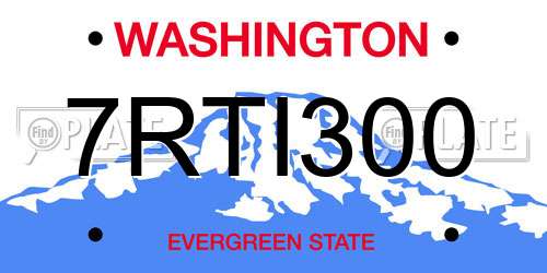 7RTI300 Washington License Plate