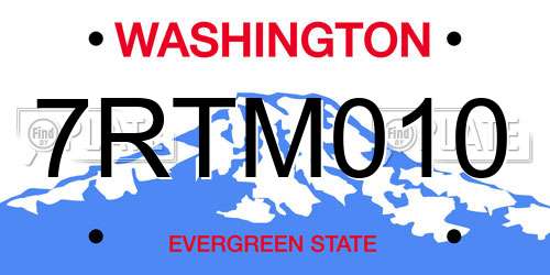7RTM010 Washington License Plate