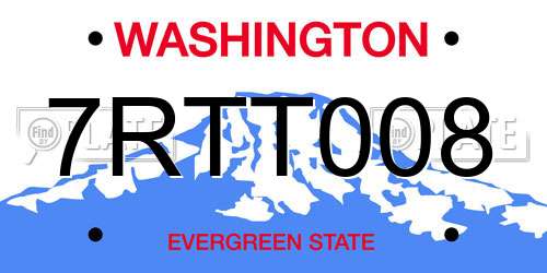 7RTT008 Washington License Plate