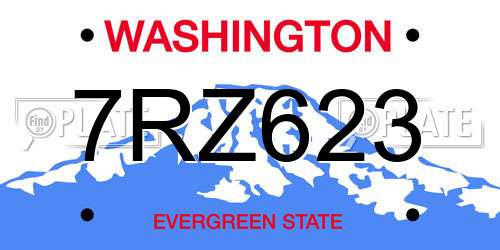 7RZ623 Washington License Plate