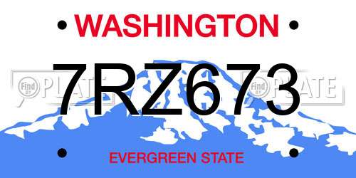 7RZ673 Washington License Plate