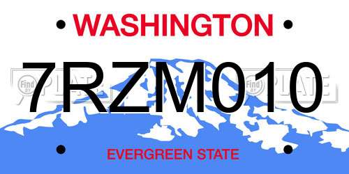 7RZM010 Washington License Plate
