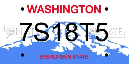7S18T5 Washington License Plate
