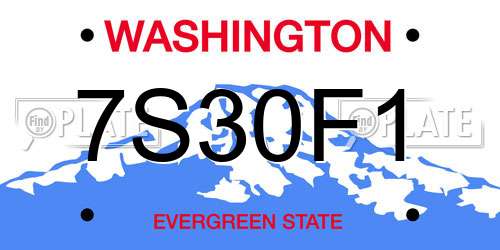 7S30F1 Washington License Plate