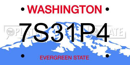 7S31P4 Washington License Plate