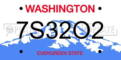 7S32O2 Washington License Plate