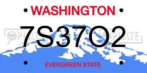 7S37O2 Washington License Plate