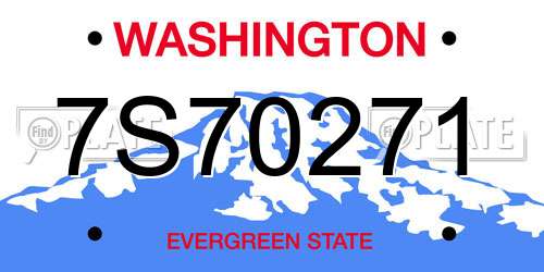 7S70271 Washington License Plate