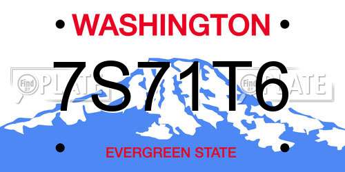 7S71T6 Washington License Plate