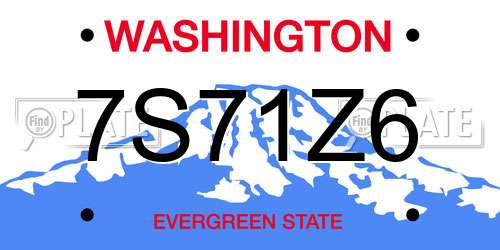 7S71Z6 Washington License Plate