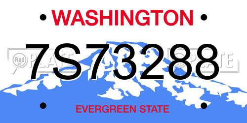 7S73288 Washington License Plate