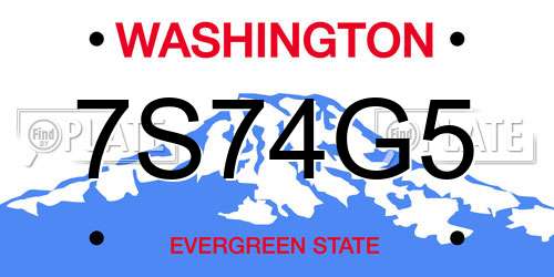 7S74G5 Washington License Plate