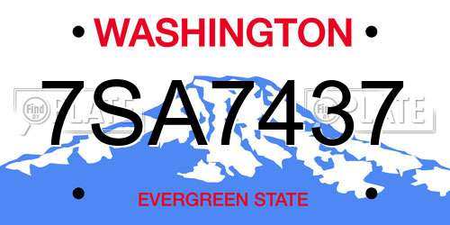 7SA7437 Washington License Plate
