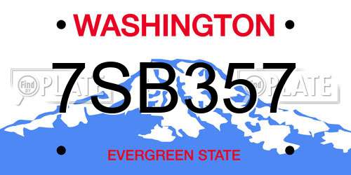 7SB357 Washington License Plate