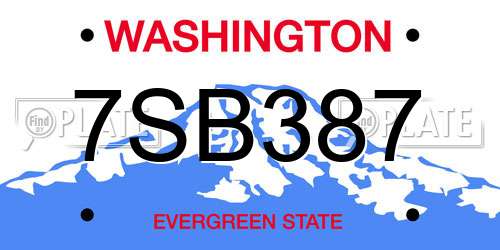 7SB387 Washington License Plate