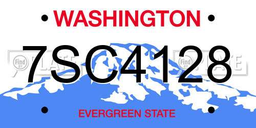 7SC4128 Washington License Plate