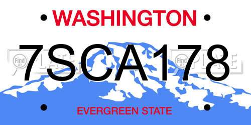 7SCA178 Washington License Plate