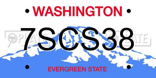 7SCS38 Washington License Plate